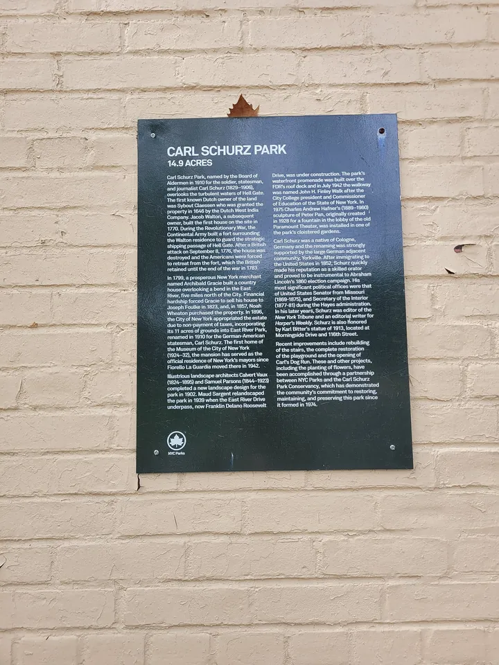 NYC Parks informational sign for Carl Schurz Park